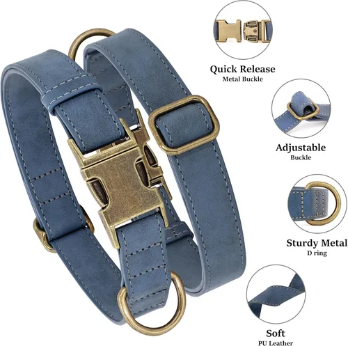 Vista 2 de Didog Collar de perro de piel sintética suave, elegante collar de liberación rápida para perros pequeños, fácil de limpiar, collar ajustable