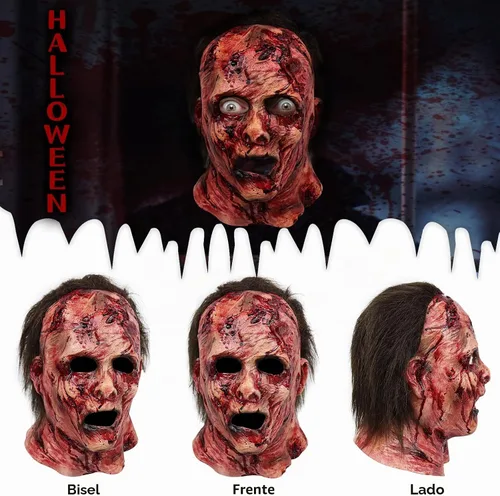 Vista 3 de Máscara de terror de terror para Halloween, cosplay, accesorios espeluznantes