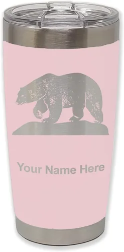 Vista 12 de LaserGram Vaso aislado al vacío de 20 onzas, oso polar, grabado personalizado incluido (negro)