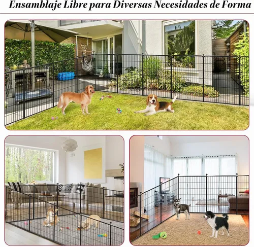 Vista 8 de Corralito para perros, 40 pulgadas, 8 paneles, valla para perros al aire libre, resistente, corral para perros grandes, medianos y pequeños, corral