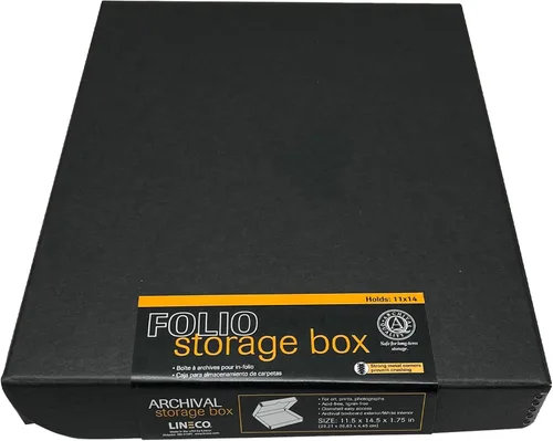 Vista 13 de Lineco Caja de almacenamiento de folio de archivo. Caja de almacenamiento con borde de metal, tapa de concha. 9.5 x 12.5 x 1.75 pulgadas.