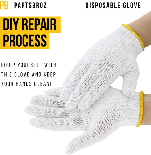 Vista 4 de PartsBroz Comfort-Fit Cotton Work Gloves Breathable One Size 1 Pair PB-2