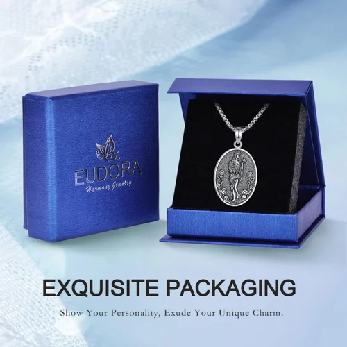 Vista 81 de EUDORA Collar de plata de ley 925 con moneda Hécate, Athena, Perséfono, Nyx, diosa de la luna triple, diosa celta, rueda de Hécate, llave, regalo