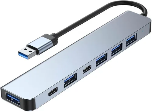 Vista 8 de Hub USB 3.0 con 4 puertos USB 3.0, extensor USB de alta velocidad de 5 Gbps con interruptor individual y luz indicadora LED, concentrador USB