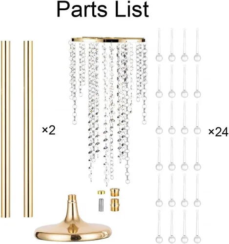 Vista 8 de Jarrones de boda altos Inweder para centros de mesa: dorado, 39.4 pulgadas, 2 piezas Chandelier Crystal Design, Centerpiece Table Decorations