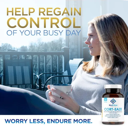 Vista 5 de NuEthix Formulations Paquete de suplementos de equilibrio de cortisol y microbioma: suplemento Cort-Eaze Cortisol Control Supplement, 60 cápsulas