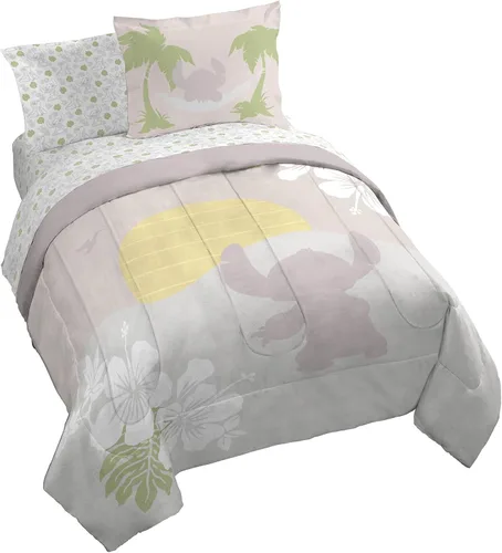 Vista 55 de Jay Franco Disney Lilo and Stitch - Juego de edredón tamaño Twin, ropa de cama de 5 piezas, incluye juego de sábanas y fundas de almohada, ropa