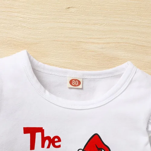 Vista 4 de ZOELNIC The Baby Who Stole - Trajes de Navidad para bebé, niño y niña, manga larga, camiseta con letras+pantalón peludo, 2 piezas, ropa de disfraz