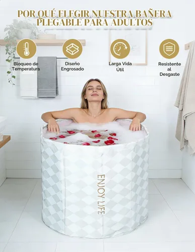 Vista 5 de Bañera portátil para adultos, bañera independiente para ducha