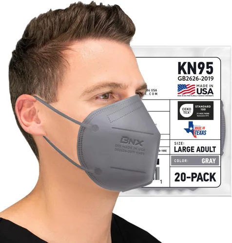 Vista 9 de AccuMed BNX KN95 Face Masks Made in USA (Adult Large, Adult Medium, Kids Small) (Earloop) (Model: E95/E95M/E95S)