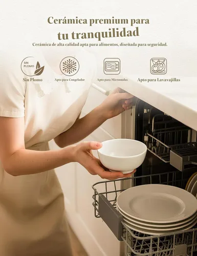 Vista 4 de AISBUGUR - Juego de 8 cuencos de postre, cuencos pequeños de cerámica de 10 oz para la cocina, cuencos blancos de 4.5" para helado aptos