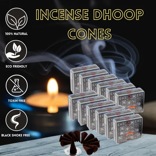 Vista 4 de Nag Champa Satya Sai Baba Temple - Caja de 12 conos de incienso (Super Hit)