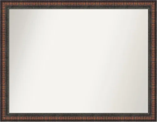 Vista 109 de Amanti Art Espejo de baño marrón para sobre el fregadero, 24 x 24 pulgadas, espejo de tocador cuadrado marrón Caleb, marco de madera rústica