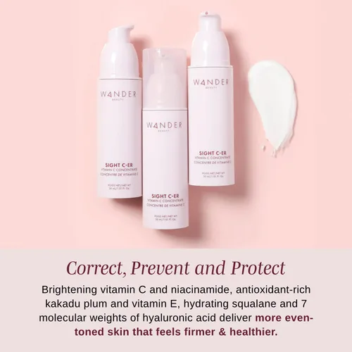 Vista 2 de Wander Beauty Sight C-er Concentrado de vitamina C, crema con 20% de vitamina C para rellenar, iluminar e hidratar la cara, hidratante iluminadora