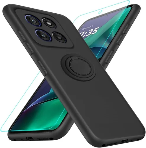 Vista 16 de Funda compatible con Blackview Shark 6/Oscal Tiger 8 con protector de pantalla, soporte de anillo giratorio de 360°, TPU a prueba de golpes, funda