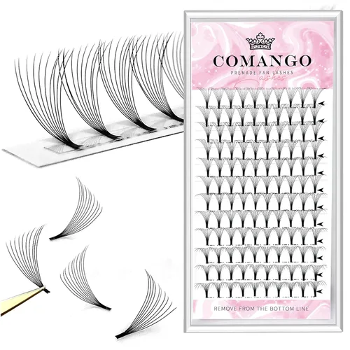 Vista 53 de Extensiones de pestañas de volumen prefabricadas 10D, 0.003 in de grosor, rizo C/D, 0.472 in, tallo corto, extensiones de pestañas de volumen