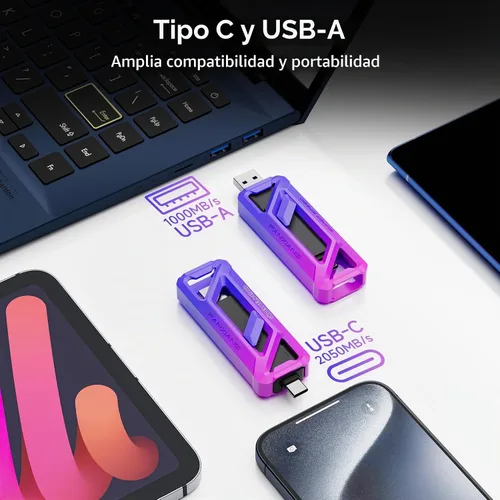 Vista 3 de fanxiang Unidad flash de 256 GB, hasta 2050 MB/s USB 3.2 Gen2 × 2, unidad USB con USB A + tipo C, unidad de memoria USB 2 en 1