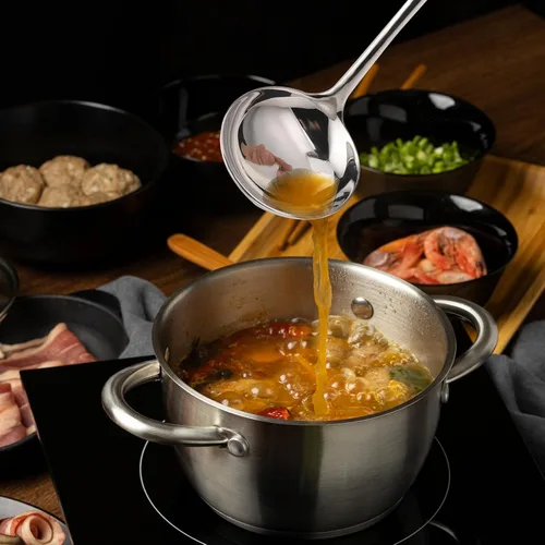 Vista 6 de Cucharón de sopa de salsa pequeño de plata de 7.9 pulgadas, cucharón pequeño para salsa, cucharones de salsa de acero inoxidable 18/10 para cucharas