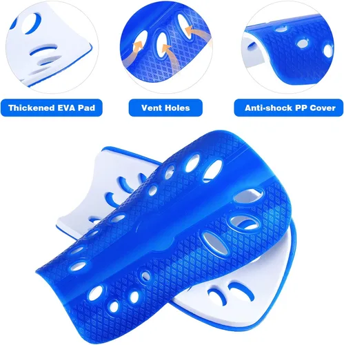 Vista 3 de Artibetter 2 pares de espinilleras de fútbol para niños con correas ajustables, equipo de fútbol perforado transpirable para niños y niñas,