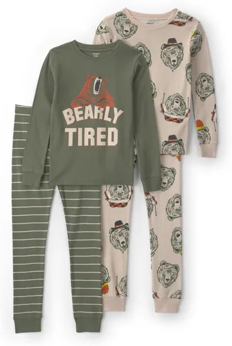 Vista 6 de Carter's Conjunto de pijama de algodón ajustado de 4 piezas para niños Perro rayado