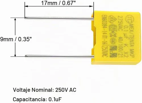 Vista 3 de uxcell Condensadores de seguridad de película de polipropileno 0.1uF 275VAC X2 MKP 10 Pcs