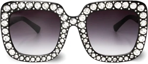Vista 2 de Gafas de sol cuadradas extragrandes de cristal Elton Bling Rhinestone Concierto