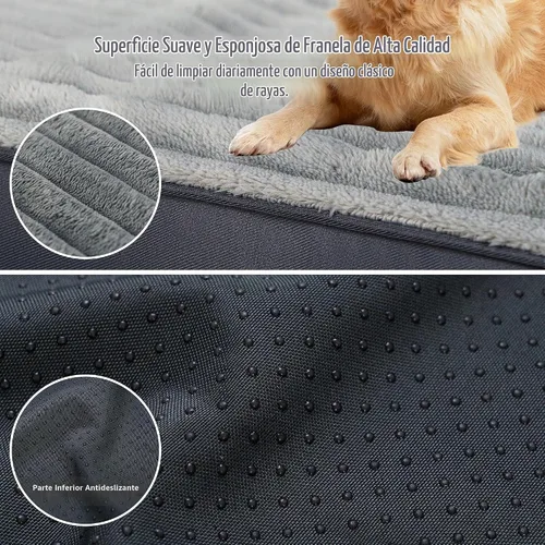 Vista 4 de Cama para perros pequeños, cama ortopédica de franela para mascotas con funda extraíble lavable, cama catre impermeable e indestructible
