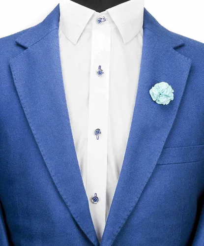 Vista 3 de Knighthood Broche de solapa con diseño de flor azul cielo, para regalo, boda, fiesta, camisa, collar, accesorios para hombre, Metal