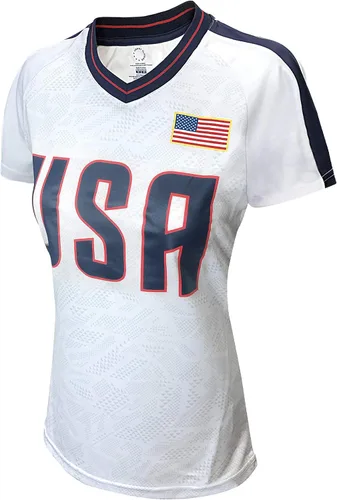 Vista 2 de Icon Sports USWNTPA T Shirt – Official U.S. Women’s National Soccer Team Players Association USA Flag Football Tee Top