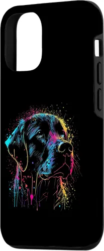 Vista 2 de iPhone 15 Negro Labrador Perro Pintura Acuarela Pintura Colorido Mamá Caso