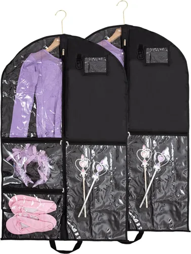 Vista 10 de Bolsa de ropa para disfraces de baile, bolsas de ropa de 40 pulgadas para bailarines para colgar ropa y almacenamiento de viajes, bolsas de recital