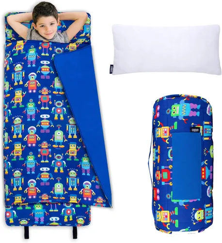 Vista 18 de Wildkin Kids Nap Mat with Pillow for Boys & Girls – Soft & Cozy Toddler Sleep Mat for Daycare, Preschool, Kindergarten & Travel, Ages 3–7, Machine
