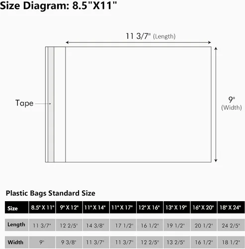 Vista 2 de Paquete de 50 bolsas de almacenamiento sin ácidos transparentes para impresiones artísticas de 8.5 x 11 pulgadas, imágenes, fotos, marcos mate