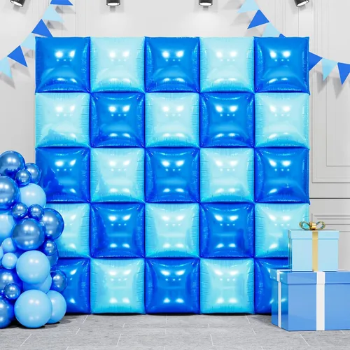 Vista 10 de Globos cuadrados metálicos dorados y negros de doble cara para pared, globos de aluminio cromado de 19 pulgadas, kit de arco de túnel para despedida