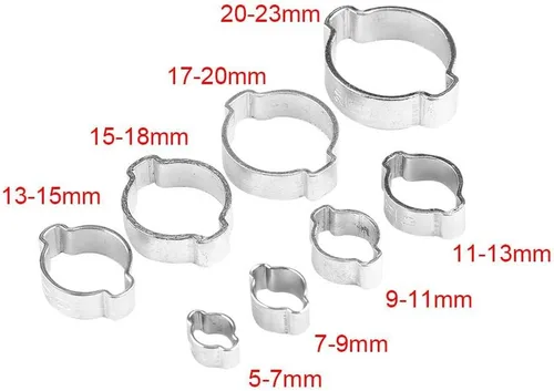 Vista 2 de 10 abrazaderas de oreja dobles, abrazaderas de manguera de acero inoxidable chapadas en zinc, clip de tubo de tubo Fule de 0.79-0.78 pulgadas