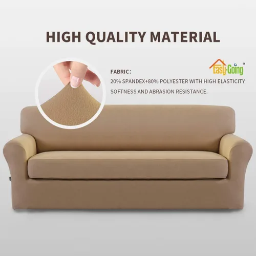 Vista 3 de Easy-Going Funda Elástica de Microfibra para Sofá de 2 Piezas – Cubierta de Sofá Ajustada Suave de Spandex, Protector de Muebles Lavable con Parte