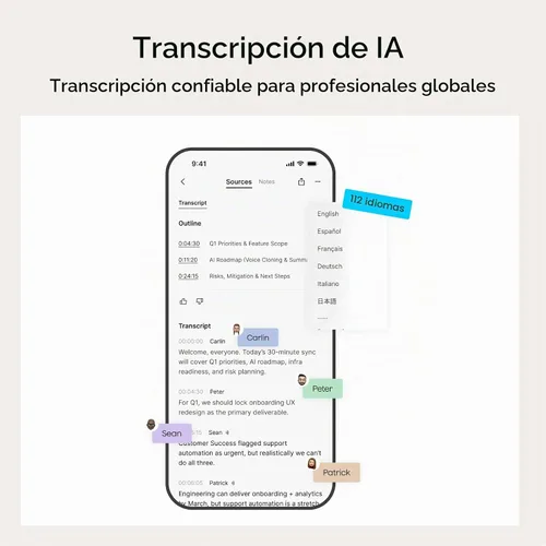 Vista 5 de Grabadora de voz AI, grabadora de voz PLAUD Note con funda, control de aplicaciones, transcribir y resumir potenciado por ChatGPT, compatible con 59