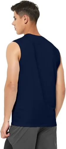 Vista 3 de DEMOZU Camiseta de natación sin mangas para hombre de secado rápido atlética correr gimnasio playa camiseta sin mangas grande y alta