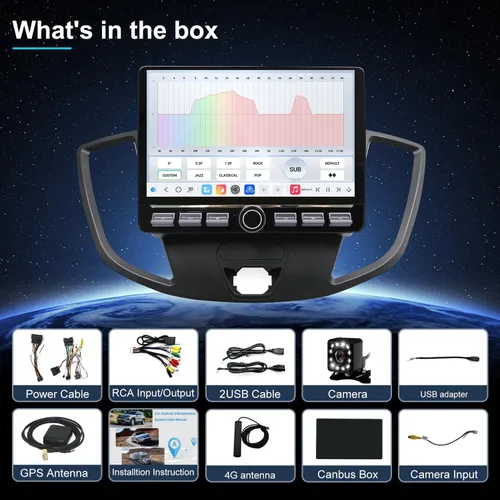 Vista 6 de QLED Radio para Ford Transit 150 250 350 versión base 2015 2016 2017 2018 2019 actualización, pantalla táctil de reemplazo estéreo, Carplay Android
