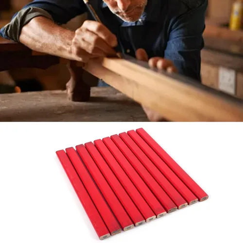 Vista 9 de 10 unids/pack 6.890 in carpintero lápiz octogonal duro negro rojo carpintero lápiz para constructor carpintería