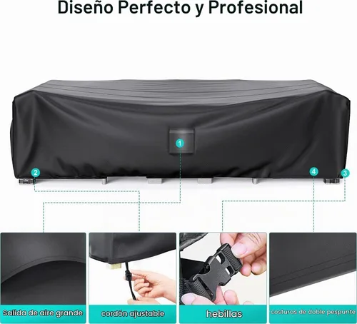 Vista 5 de Cubiertas impermeables para muebles de patio al aire libre 62" L×42 Negro