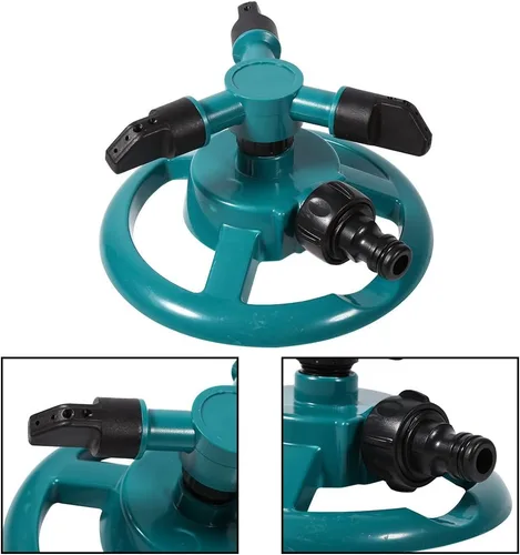 Vista 6 de Sistema de riego automático giratorio de 360 grados con manguera de 3 boquillas para riego de jardín de patio grande