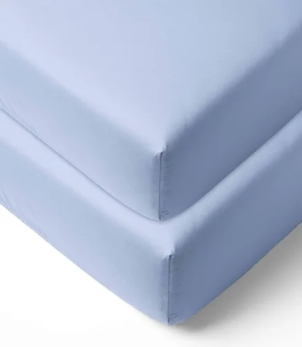 Vista 12 de Bacati - Paquete de 2 sábanas bajeras de 100% algodón percal de algodón neutro sólido universal para cuna o niño pequeño (turquesa aguamarina)