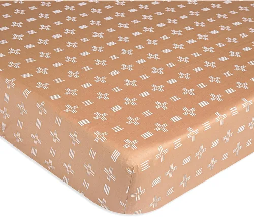 Vista 31 de Crane Baby Sábana bajera, sábana bajera ajustable de algodón suave para cunas y guarderías, cobre beige, 28 pulgadas de ancho x 52 pulgadas de alto