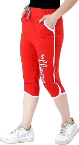 Vista 4 de Balaji_FAB_ Women's Relaxed Fit Cotton 34th Capri Pants Women's Combo Pack of Cotton Solid Capri and Lower Track Pants