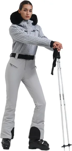 Vista 52 de GSOU SNOW Traje de esquí para mujer, traje de nieve delgado de una pieza, chaqueta de nieve, impermeable, resistente al viento, deportes al aire