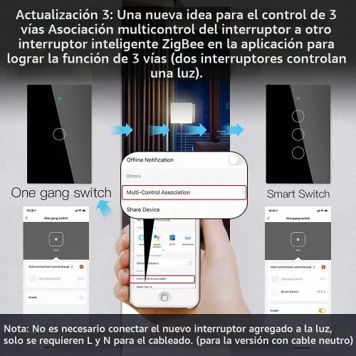 Vista 4 de MOES ZigBee Smart Switch 1 Gang, requiere MOES ZigBee Hub, no neutro, negro Interruptor de luz táctil sin condensador, Smart Life Tuya Control