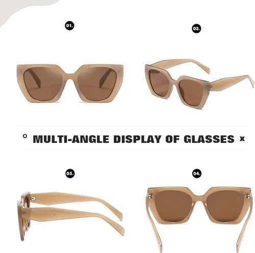 Vista 4 de Gafas de sol retro para mujer y hombre, cuadradas, modernas, modernas, modernas, con protección UV, parasol