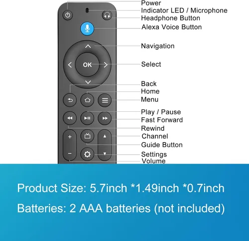 Vista 7 de Control remoto por voz de repuesto para Fire Stick/Amazon Toshiba Insignia Fire Smart TV (1ª/2ª/3ª generación)