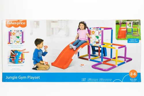 Vista 6 de Fisher-Price Estructura de juego de gimnasio de la selva con tobogán para niños con juego de lanzamiento de bolsas de frijoles, juego activo